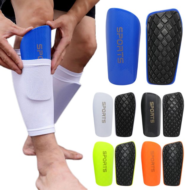 Meileang 1 Pair Football Shin Pads Shockproof Feet Protection Soft Elastic Thickened Shell Soccer Shin Guards Long Socks Insert Shin Sleeves