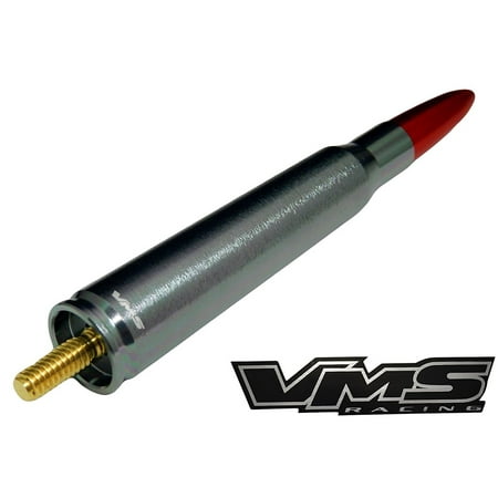 - 50 Cal Caliber GUNMETAL RED TIP BULLET ANTENNA Heavy Gauge CNC Machined Billet Aluminum Short for Ford F150 F250 F350 F450 F550 F650 1997-2017