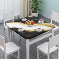 thumbnail image 3 of Black White Gold Marble Pattern Square Fitted Tablecloth with Elastic Edge,Square Table Cover,Washable Elastic Table Cover for Home Kitchen Party Decor 34"x34", 3 of 6