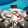 thumbnail image 6 of Grey Christmas Round Tablecloth, Fitted Table Cover with Elastic for 55"-60" Round Tables, Red Snowman Xmas Tree Snowflake Winter Table Cloth Outdoor Indoor Dinning Party Waterproof Tablecloths, 6 of 7