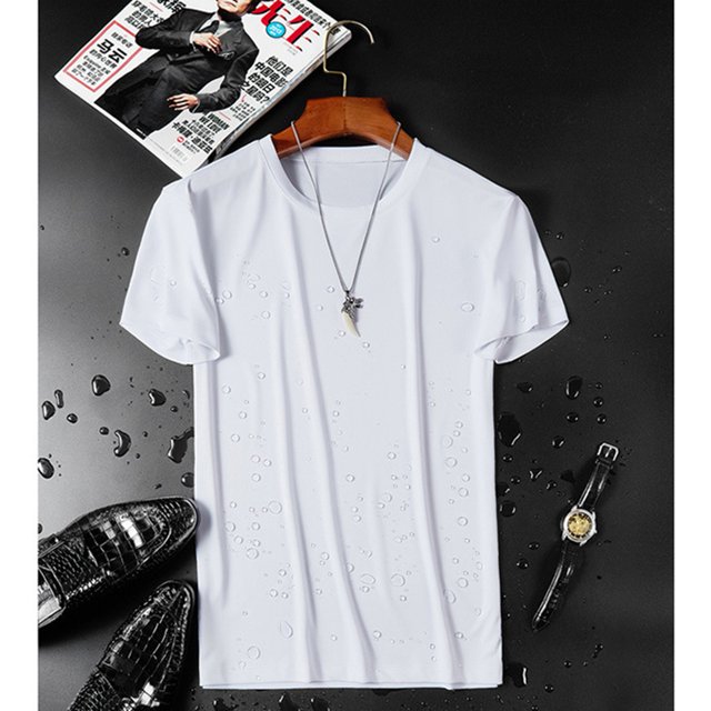 Camiseta de manga corta para hombre a la moda, camisa impermeable de color sólido para hombre (blanco 3XL)