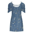thumbnail image 4 of Robes d'Été Robe d'Été pour Femmes Imprimé Manches Courtes Épaules Dénudées Col Rond Robe Bleu Foncé TG, 4 of 5