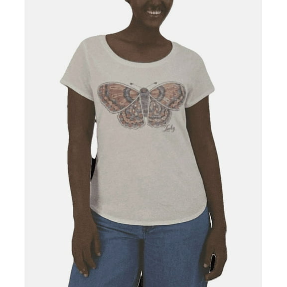 Lucky Brand Women’s Butterfly Graphic T-Shirt ,Marshmallow White XS