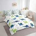 thumbnail image 3 of Manfei Blue Green Dino Bedding Comforter Set 7-Piece for Kids Boys, Cartoon Dinosaur King Bedding Sets, Cute Wildlife Bed Sheets, Ultra Soft Home Decor, 3 of 8