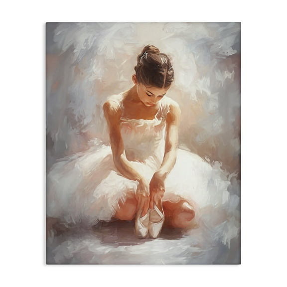Stupell Industries Serene Ballerina Portrait Novelty Painting Gallery Wrapped Canvas Art Print Wall Art, 16 x 20