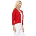 thumbnail image 5 of YEMAK Women's Classic 3/4 Sleeve Open Front Cropped Bolero Cardigan MK3558 (S-XL)-WHITE-L, 5 of 7