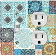 thumbnail image 1 of Metal Light Switch Plate Cover Colorful Multi-Pattern Tile Collage TIL043, 1 of 13