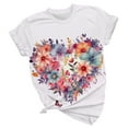 thumbnail image 4 of Women Summer Tops Women Summer Casual Fashion Round Neck Short Sleeve Flower Print TShirt Top Ladies Tops 5x Shirts And Fashion Lady Pullover Top Workout Tee Womens plus Size Athletic Tees Pink M, 4 of 4