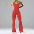 thumbnail image 2 of HXWCHs Solid Color Jumpsuits for Women, Women's Tight Fitting Yoga Jumpsuit for Exercise with Built-In Support and Body Shaping Design L Red, 2 of 5