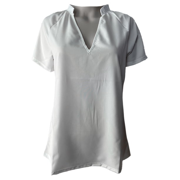 Camisas de mujer Cuello en V Manga corta Algodón Tops Camiseta Camisetas básicas