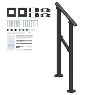Handrail For Stairs Step, Wall Mount Staircase Handrails Banister Rails Support Kit, Stair Railing Hand Rail For Indoor Outdoor Stairs External Internal Outside Wall Mounted, Black ( Size : 4ft/1200mm