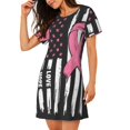thumbnail image 2 of Wukai Robe de Nuit à Manches Courtes Imprimée Sensibilisation au Cancer du Sein pour Femmes, Robe de Sommeil Douce pour une Relaxation Confortable, Tenue Décontractée, 2 of 6