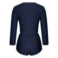 thumbnail image 5 of qolati Women's Tow Piece Outfits Fall Casual Waffle Knit Long Sleeve Lounge Sets Casual Top and Shorts Tracksuits, 5 of 6