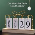 thumbnail image 4 of Metal Frame Led Lights Decor Heart Shape Top Table Calendar Wooden Base Flip Perpetual Calendar, 4 of 5