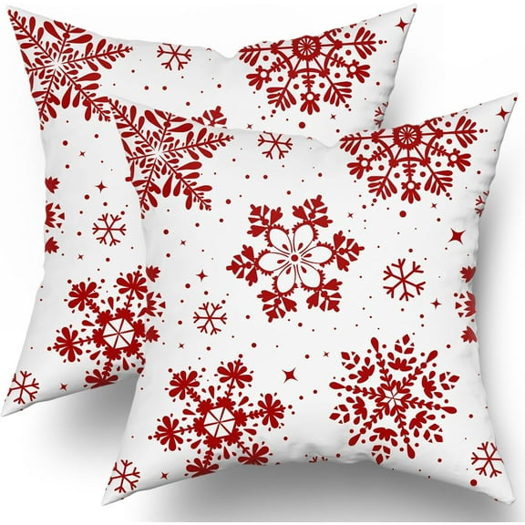 Black White Snowflakes Winter Christmas Pillow Covers 18x18 Set of 2 Xmas Snow Holiday Decoration Print Decorative Outdoor Pillowcases Seasonal Farmhouse Throw Cushion Case Decor for Couch Sofa Bed