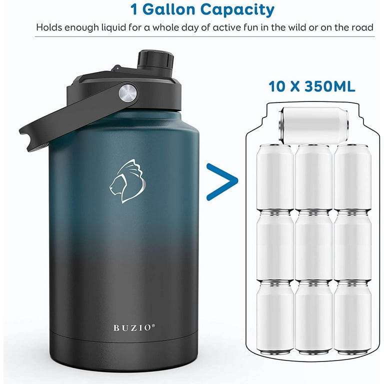 Insulated 1 Gallon Water Bottle - Vacuum Large Water Jug with Carrying  Pouch and Two 16oz Stainless Steel Cups for Camping - Hot Cold Thermo  Canteen