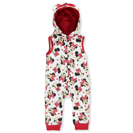 Disney Minnie Mouse Baby Girls' Hooded Coverall