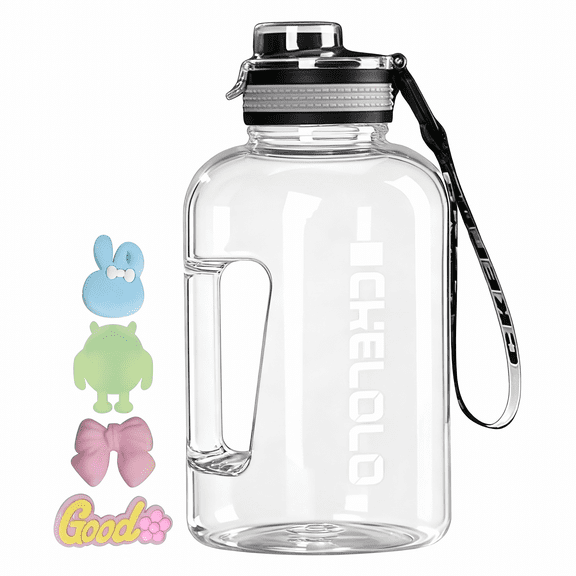 Glass&Bottle Water Bottle With Handle Large Capacity Leakproof Jug for Outdoor Camping Fitness Motivational Jug for Men & Women Lightweight PC