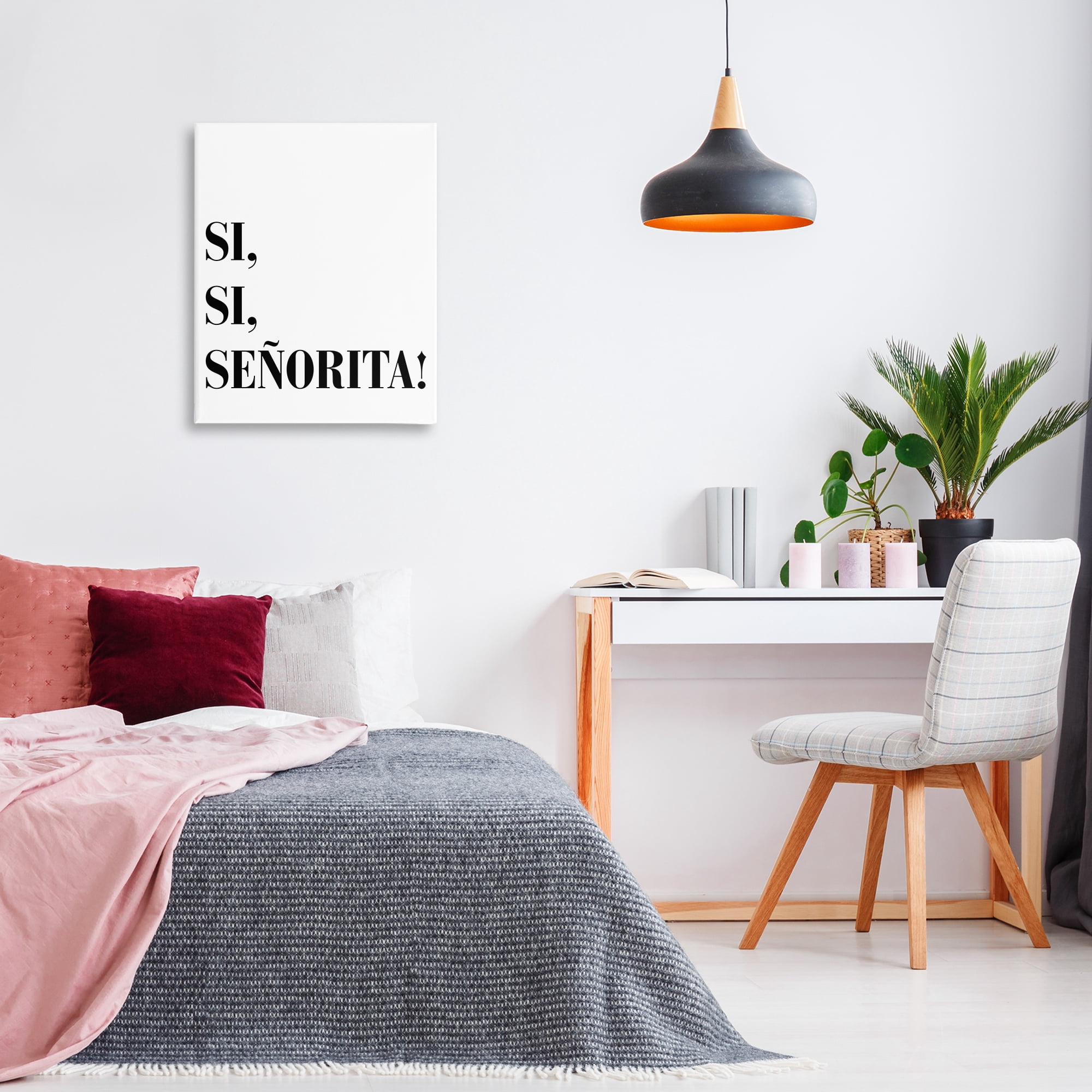Stupell Industries Sí, Sí, Señorita Inspirational Quotes & Sayings Painting Wrapped Canvas Art Print Wall Art, 24 x 30