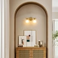 thumbnail image 5 of Modern Bathroom Light Fixtures, 2 Light Vanity Lights Over Mirror, Gold Wall Lamp with Clear Glass Shade for Living Room Cabinet Bedroom Porch, 5 of 8