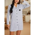 thumbnail image 2 of Biezeib Women's Nightgown Sleepwear Long Sleeve Button Down Nightshirt Lapel Collar Nighty Sleep Dress, 2 of 6