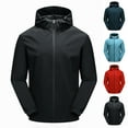 thumbnail image 1 of Sentmoon Wind Breaker Jackets Mens Solid Color Long Sleeve Hooded Neck Mens Coats Oversized Zipper Waterproof Windbreaker Fall and Winter Delightful for Commuting and Bike Riding Black XXXXL, 1 of 6