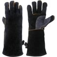 thumbnail image 1 of Guantes de cuero resistentes al calor extremo y al fuego con costuras de Kevlar, perfectos para chimeneas, estufas. Afortunado Sencillez, 1 of 4