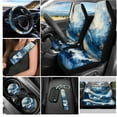 thumbnail image 2 of Yuyamidu Blue Marble Print Car Seat Covers Full Set of 12 Universal Front Back Seat Cover and Steering Wheel Cover Seatbelt Strap Pad Cup Holders Keychain, 2 of 6