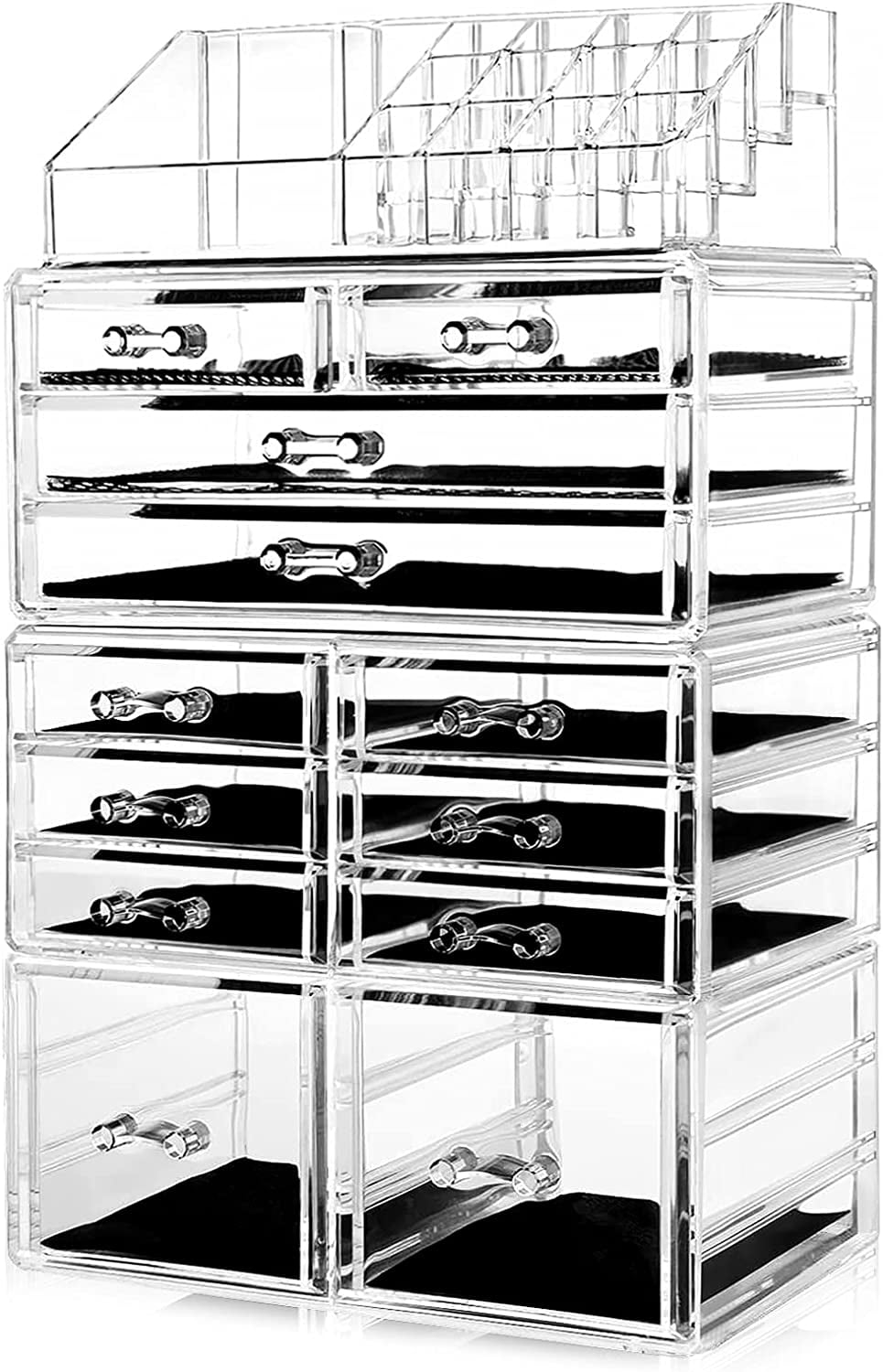 HBlife Acrylic Clear Dustproof Makeup Storage Organizer Drawers