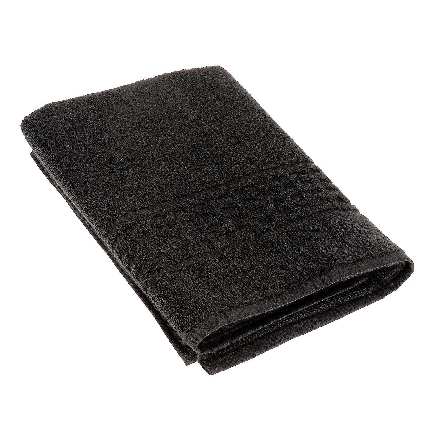 Basketweave Serviette De Bain (27 X 50) (Noir) - Set of 2