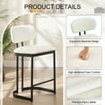 thumbnail image 6 of Zesthouse 25.6" Modern Counter Height Bar Stools Set of 2, Faux Leather Upholstered Barstools with Curved Back, Black Metal Base, Kitchen Island Bar Chairs, Cream, 6 of 10