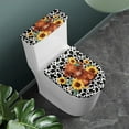thumbnail image 2 of FOR U DESIGNS Highland Cattle Sunflower Cow Print Toilet Lid Cover Toilet Tank Cover 2 Pcs, Machine Washable Seat Covers, Prevents Dust, Fits Most Round, Elongated and Oblong Lids, Accessories Decor, 2 of 8