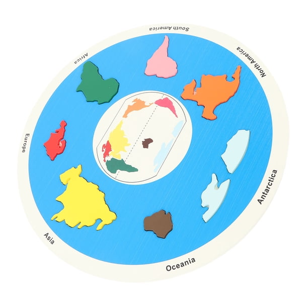 Rompecabezas De Madera De 7 Continentes, Juego De Combinación De Mapas Del Mundo, Juguete Educativo De Tilo De Corte Fino Seguro Para Niños