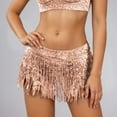thumbnail image 2 of DHFJKG Womens Skirts Latin Dance Glitter Sequins Tassels Mini Skirt With Asymmetric Hem Performance Wear Soft Skirt, 2 of 5