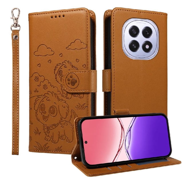 Funda Cartera GANGXUN con Diseño de Perrito en Relieve para OPPO F29 5G , Protección 360° con Ranuras y Correa Desmontable