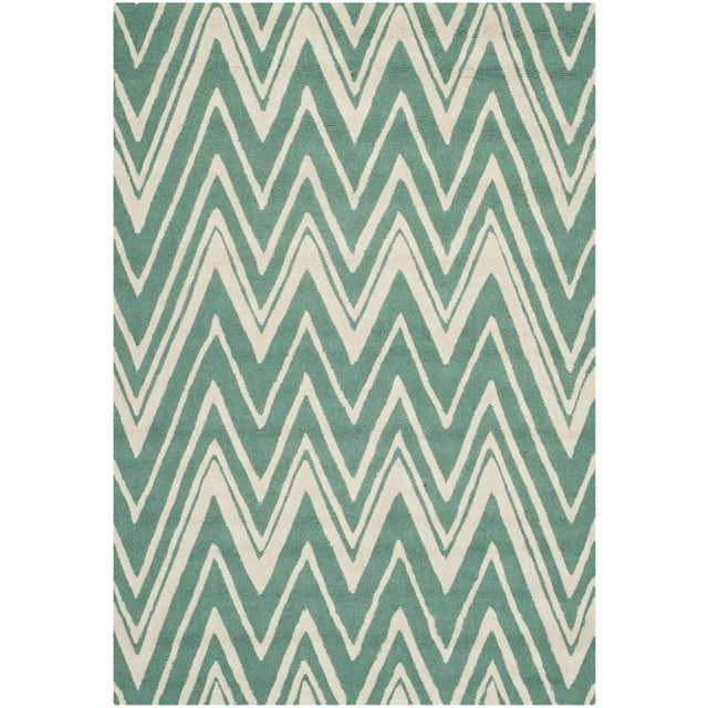 Safavieh Cambridge 3' X 5' Hand Tufted Wool Rug in Teal and Ivory