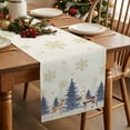 thumbnail image 3 of Burlap Table Runner 90 Inches Long,Winter Christmas Tree Reindeer Non-Slip Kitchen Table Runners for Dining Room Everyday Use Party Table Decorations Gold Snowflake on Beige, 3 of 9