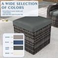 thumbnail image 5 of 2 PCS Outdoor Patio Ottoman, All-Weather Grey Brown Wicker Rattan Outdoor Footstool Footrest Seat with Dark Grey Cushion, 5 of 8