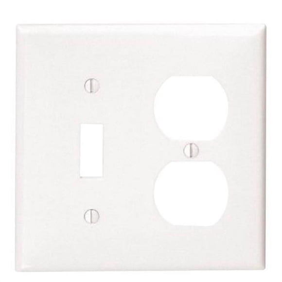 Leviton Manufacturing 4590402 2-Gang 1 Toggle 1-Duplex Device Combination Wall Plate, White