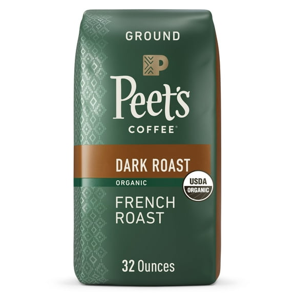 Peet's Coffee Organic French Roast, Dark Roast Drip Coffee, 32 oz Bag