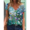 thumbnail image 1 of DPTALR T-Shirt Décontracté à Manches Courtes Imprimé Floral Col en V pour Femmes, 1 of 9