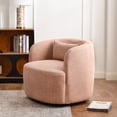 thumbnail image 3 of KINWELL Linen Blend Swivel Barrel Chair, No Assembly Upholstered 34" Wide Breathable Textured Weave Fabric Accent Chair for Living Room Office Lounge, Coral, 3 of 16