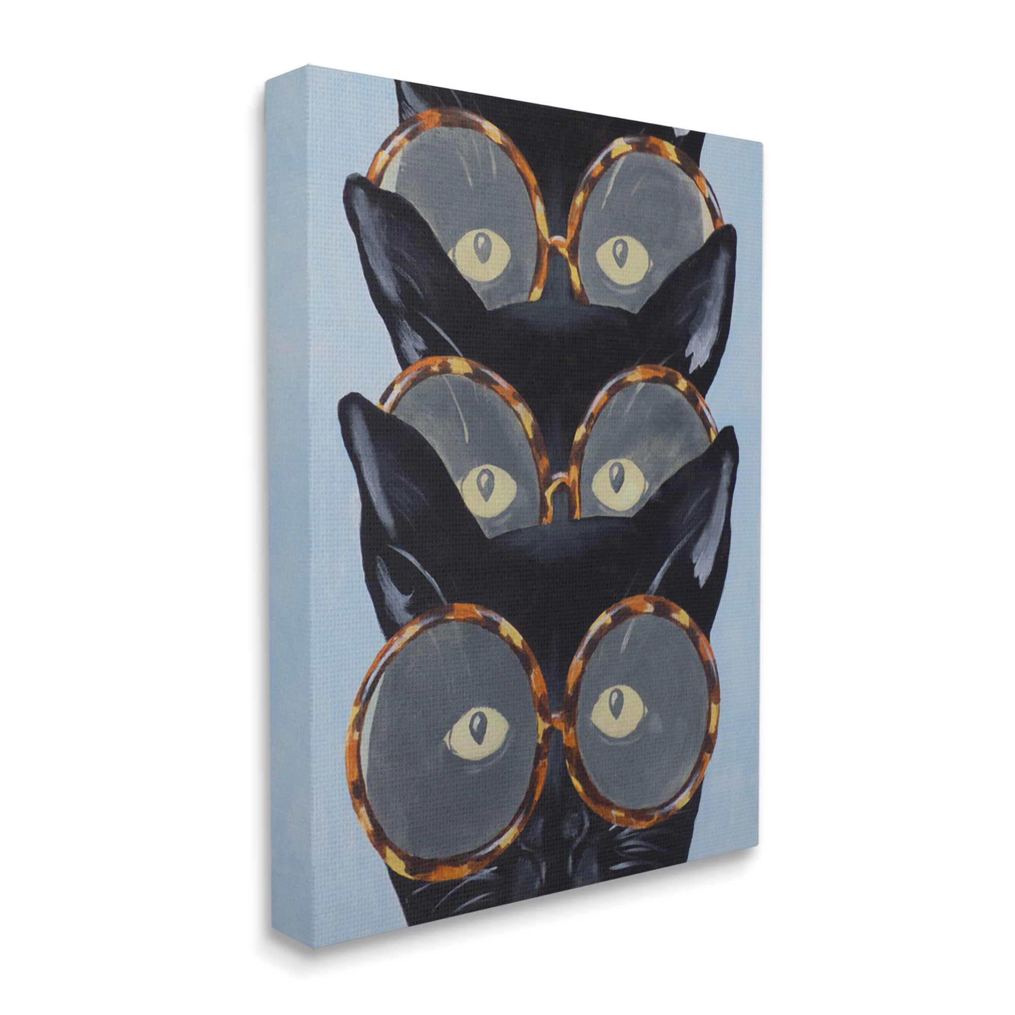 Stupell Industries Funny Black Cats In Glasses Animals & Insects Painting Gallery Wrapped Canvas Print Wall Art