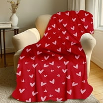 Heart Print Flannel Blanket Soft Lightweight Throw for Couples Romantic Gift for Valentine s Day Anniversary Picnic Sofa Use(A)