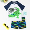 thumbnail image 2 of ZTKWD 2pc Boys' Short Sleeve Rashguard Swim Shirt Swim Trunks Swimwear Sets Dinosaur Beach, 2 of 8