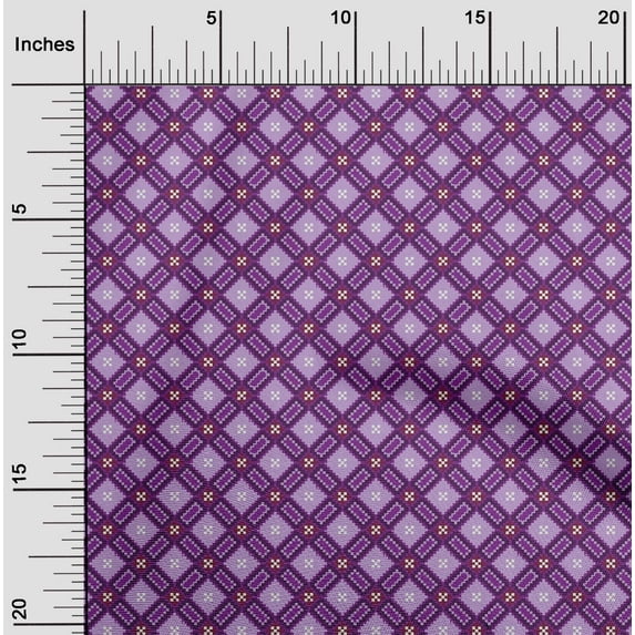 oneOone Cotton Poplin Fabric Check Flame Stitch_Printed Craft Fabric BTY 42 Inch Wide