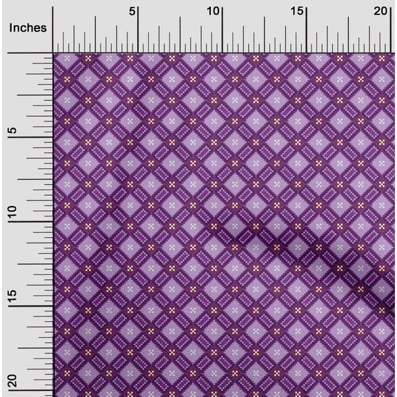 oneOone Cotton Flex Fabric Check Flame Stitch Decor Fabric Printed BTY 40 Inch Wide