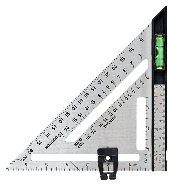 Outil de Mise en Page Carrée Triangulaire 7 Pouces, Menuiserie Professionnelle avec Base Réglable, Carré en Acier Inoxydable avec Niveau, Guide de Mesure pour Coupes Précises
