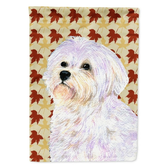 Carolines Treasures SS4375-FLAG-PARENT Maltese Fall Leaves Portrait Flag multicolor