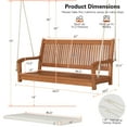 thumbnail image 4 of Costway 2-Person Hanging Porch Swing Wood Bench with Cushion Curved Back Outdoor Natural, 4 of 10